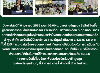 ประชุมใหญ่สามัญประจำปีของสหกรณ์กองทุนสวนยางจังหวัดลำพูน ... Image 7