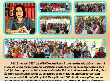 ประชุมสามัญประจำปี 2566 ของสหกรณ์การเกษตรโฉนดชุมชนป่าซาง ... Image 5
